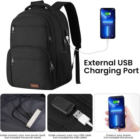 BIKROD Backpack for Men and Women, School Backpacks for Teen Boys Water Resistant TSA Travel Backpack with USB Charging Port, Business Anti Theft Sturdy Computer Bag Gifts Fits 15.6 Inch Laptop,Black in Kuwait