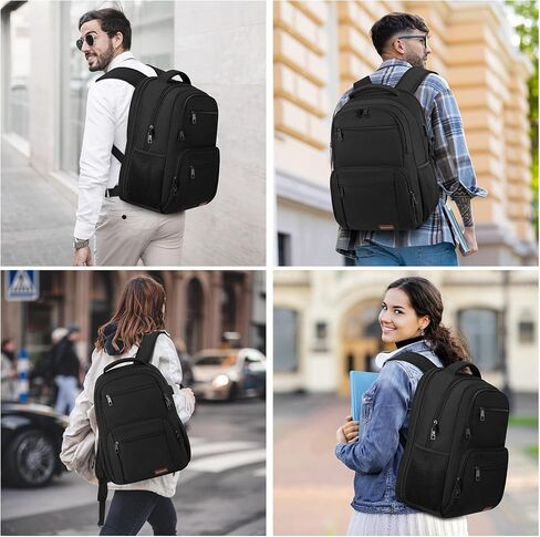 BIKROD Backpack for Men and Women, School Backpacks for Teen Boys Water Resistant TSA Travel Backpack with USB Charging Port, Business Anti Theft Sturdy Computer Bag Gifts Fits 15.6 Inch Laptop,Black in Kuwait