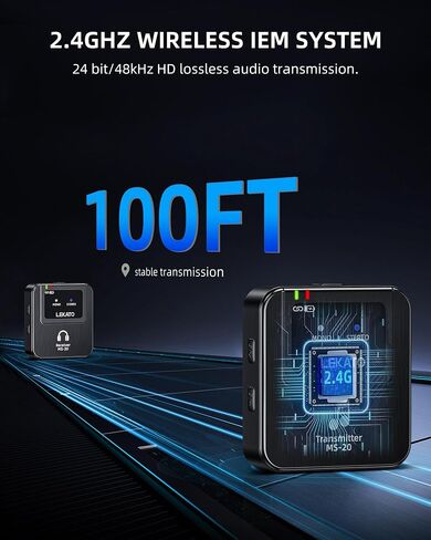 LEKATO Wireless in-Ear Monitor MS-20 Charging, 30H Battery Life with Box, 2.4G IEM System 1Transmitter 2 Receivers Auto-Pairing,OTG Support,One to More, in-Ear Monitoring for Studio,Live,Singer,Band in Saudi Arabia