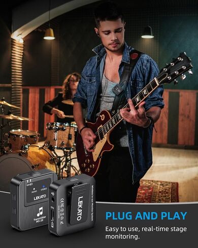 LEKATO Wireless in-Ear Monitor MS-20 Charging, 30H Battery Life with Box, 2.4G IEM System 1Transmitter 2 Receivers Auto-Pairing,OTG Support,One to More, in-Ear Monitoring for Studio,Live,Singer,Band in Saudi Arabia