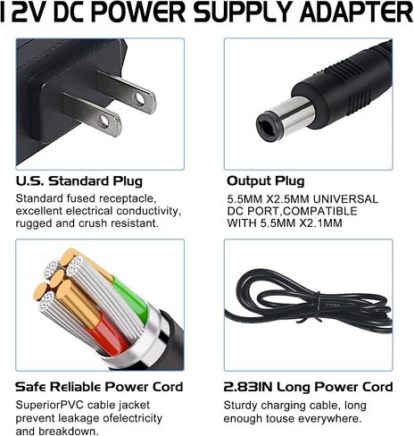 DMX Console Accessories 12V DC Power Adapter, 12V Guitar Pedal Power Supply, 12 Volt 1000mA Charger Cord for Piano Keyboard, Guitar Effects Pedals Adapter Center Positive. in Kuwait