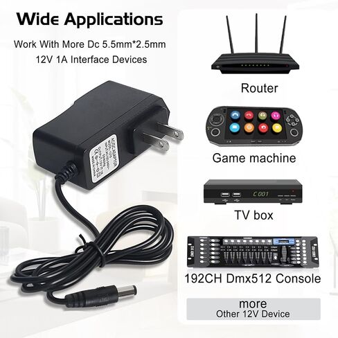 DMX Console Accessories 12V DC Power Adapter, 12V Guitar Pedal Power Supply, 12 Volt 1000mA Charger Cord for Piano Keyboard, Guitar Effects Pedals Adapter Center Positive. in Kuwait