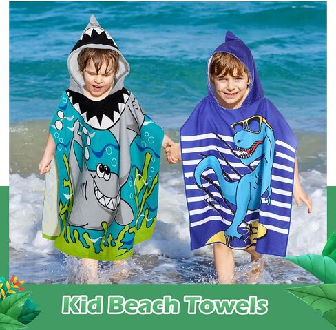 Chumia 3 Pack Kids Beach Beach Poncho مناشف حمام سباحة للسباحة مع غطاء محرك أقصى كثيف من القطن. in Kuwait