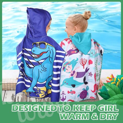 Chumia 3 Pack Kids Beach Beach Poncho مناشف حمام سباحة للسباحة مع غطاء محرك أقصى كثيف من القطن. in Kuwait