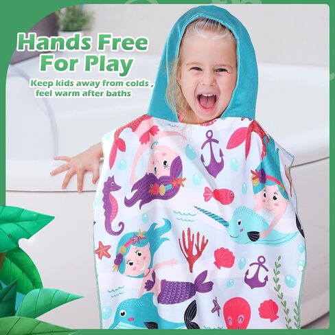 Chumia 3 Pack Kids Beach Beach Poncho مناشف حمام سباحة للسباحة مع غطاء محرك أقصى كثيف من القطن. in Kuwait