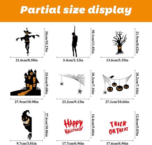 Happy Halloween Window Comings لنافذة زجاجية ، خدعة أو علاج ملصقات نافذة زخرفية وحش مضغوطة ، Spider Web Bat Silhouette Home Office Decor in Saudi Arabia