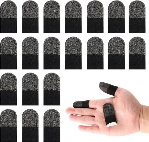 10pcs Gaming Finger Sleeves, Breathable Sweatproof Touch Screen Mobile Game Glove Silver Fibers Finger Sleeve Thin Thumb Protector Compatible with All Touchscreen Devices in Saudi Arabia