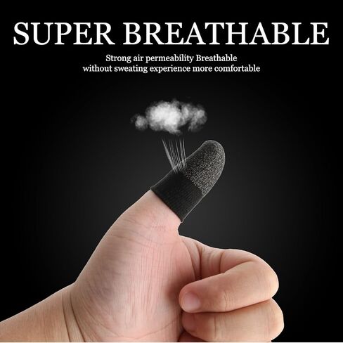 10pcs Gaming Finger Sleeves, Breathable Sweatproof Touch Screen Mobile Game Glove Silver Fibers Finger Sleeve Thin Thumb Protector Compatible with All Touchscreen Devices in Saudi Arabia
