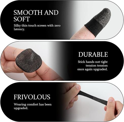 10pcs Gaming Finger Sleeves, Breathable Sweatproof Touch Screen Mobile Game Glove Silver Fibers Finger Sleeve Thin Thumb Protector Compatible with All Touchscreen Devices in Saudi Arabia