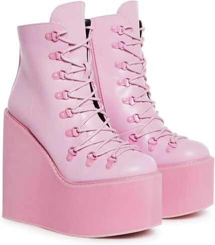 Dolls Kill Exclusive Traitor Platform Boots by Current Mood – Vegan Leather Wedge Boots for Edgy Streetwear Fashion, Black in Saudi Arabia