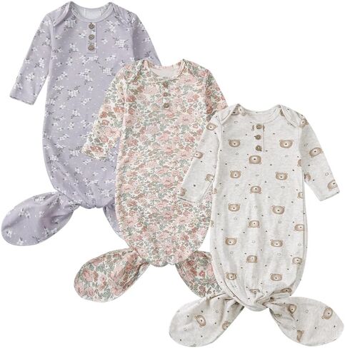 Kids Tales Newborn Baby Knotted Sleep Gown Printed Sleepwear Sleeping Bag Nightgown Infant Bear Security Blanket Snuggle Toy in Kuwait