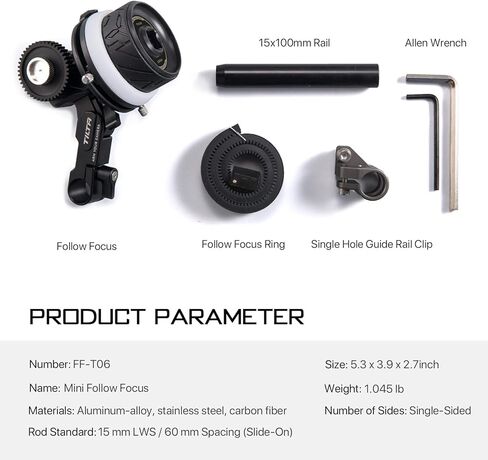 Tilta Pocket Follow Focus | Precise Focus Ring with A/B Stops | Fluid Damping System | 15mm Rod & Rod Holder | Works with Most Cameras & Lenses | Lightweight, Comfortable, and Compact Design (FF-T07) in Saudi Arabia