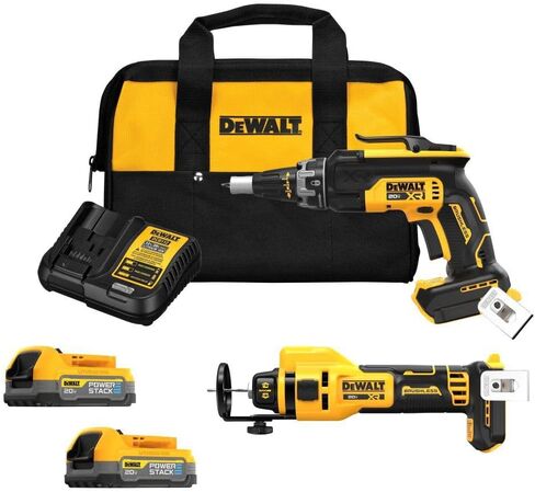 DEWALT 20V MAX CORDLALL SCROW PUN and CUTOUT KIT مع بطاريتين وشاحن 2 POWERSTAK (DCK265E2) in Saudi Arabia