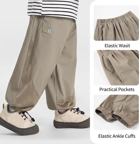 Volunboy Baby Boy Lightweight Hiking Pants Toddler Quick Dry Joggers with Pockets Kids Breathable Sweatpants for Outdoors in Saudi Arabia