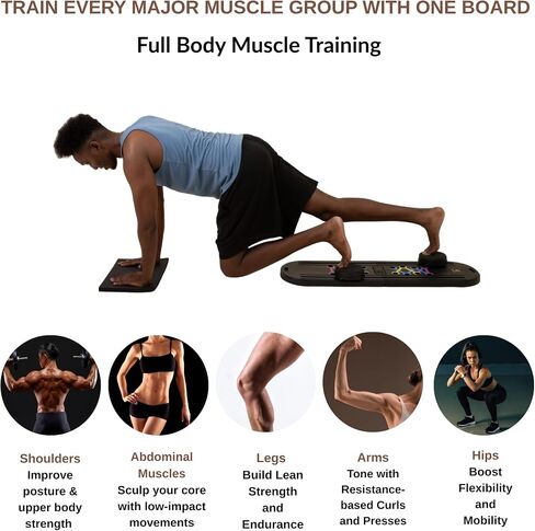 7-in-1 Pilates Boarder المصلح ، Poltable Pilates Board Pilates Pilates Pilates معدات مصلحة مع مؤقت للتدريبات المنزلية مع Mance Bands Core Glider Push-Up Machine Pilates Pilates in Saudi Arabia