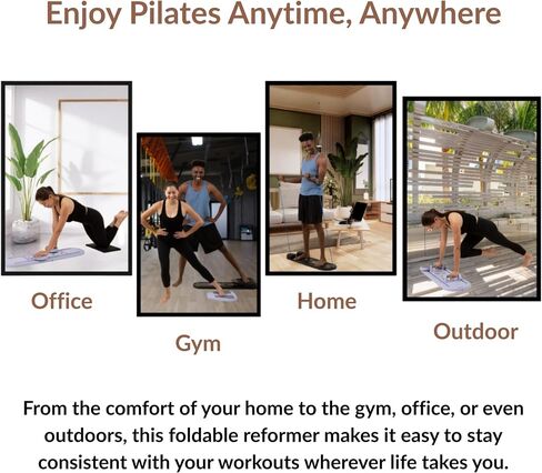 7-in-1 Pilates Boarder المصلح ، Poltable Pilates Board Pilates Pilates Pilates معدات مصلحة مع مؤقت للتدريبات المنزلية مع Mance Bands Core Glider Push-Up Machine Pilates Pilates in Saudi Arabia
