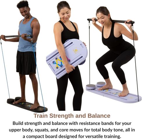 7-in-1 Pilates Boarder المصلح ، Poltable Pilates Board Pilates Pilates Pilates معدات مصلحة مع مؤقت للتدريبات المنزلية مع Mance Bands Core Glider Push-Up Machine Pilates Pilates in Saudi Arabia