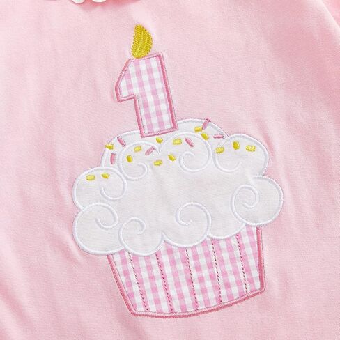 GOOCHEER First Birthday Baby Girl Outfit Fall 1 Cake Embroidery Shuffle Long Sleeve Romper Bemsuit Cake Smash Clatse in Kuwait