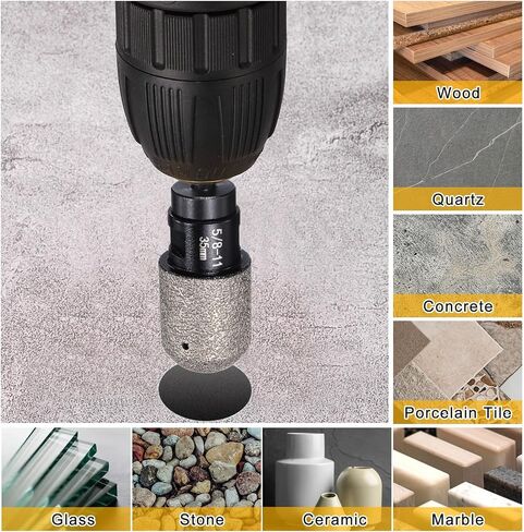 Harfington 4pcs البت الماسي على شكل إصبع الماس 35 مم 2 ثقوب مع 5/8 "-11 خيط مع التحويل لتوسيع تشكيل طحن الثقوب الموجودة على كونترتوب الرخام ، الأسود in Saudi Arabia