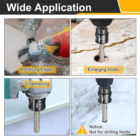 Harfington 4pcs البت الماسي على شكل إصبع الماس 35 مم 2 ثقوب مع 5/8 "-11 خيط مع التحويل لتوسيع تشكيل طحن الثقوب الموجودة على كونترتوب الرخام ، الأسود in Saudi Arabia