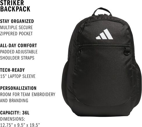 adidas Striker 2 Team Backpack, Black, One Size in Saudi Arabia