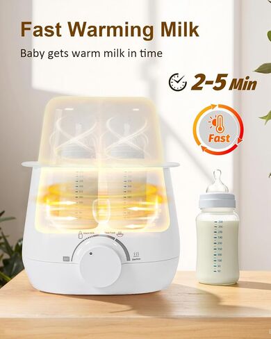 Bottle Warmer, Fast Baby Bottle Warmer for Breastmilk or Formula, 8-in-1 Milk Warmer for Baby, Smart Temperature Control, Sterili-zing, Heat Food, Double Bottle Warmer for All Bottles in Saudi Arabia