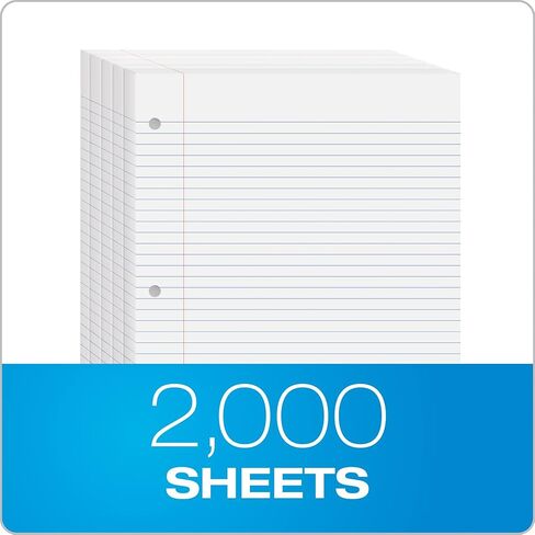 Oxford Loose Leaf Paper College Ruled - 1000 Pack Filler Paper - 8 X 10.5 Inch - 3-hole Punched College Ruled Notebook Paper -lined Paper for Adults, School Students and Kids in Kuwait