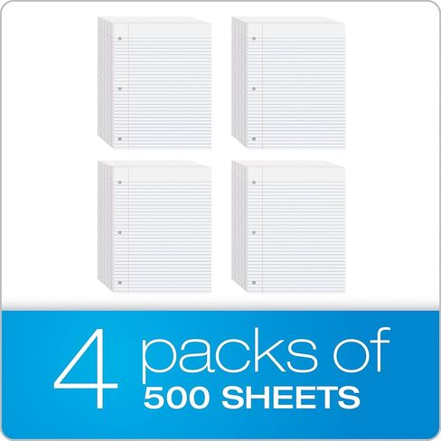 Oxford Loose Leaf Paper College Ruled - 1000 Pack Filler Paper - 8 X 10.5 Inch - 3-hole Punched College Ruled Notebook Paper -lined Paper for Adults, School Students and Kids in Kuwait