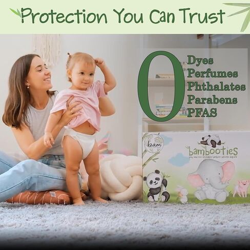 Bamboo Baby Diapers, Totally Chlorine Free for Sensitive Skin for Newborns to XXL. Hypoallergenic & Non Toxic Eco Friendlier Plant-Based Materials. TCF Medium Size 2 to 3 Diapers (32 ct) in Saudi Arabia