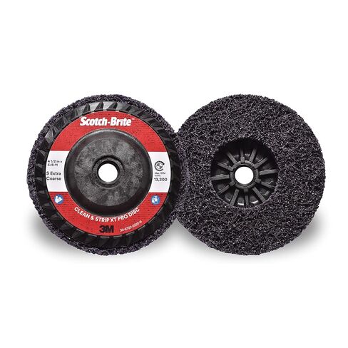 3M Scotch-Brite Clean and Strip XT Pro Disc ، XO-DC ، SIC Extra Corrase ، T27 ، 4-1/2 in x 5/8 "-11 ، حزمة من 10 ، قطع كربيد السيليكون بقوة ويترك إنهاءًا جيدًا ، يقاوم التحميل in Saudi Arabia