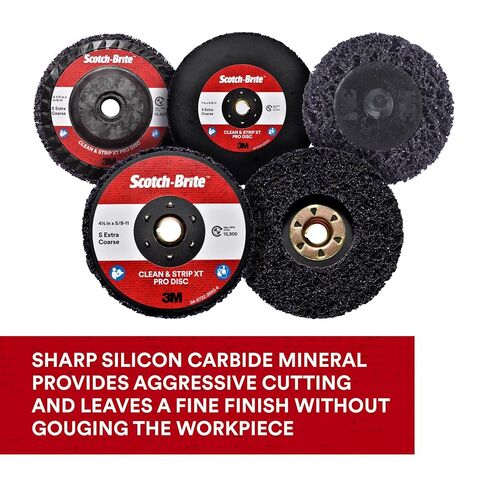 3M Scotch-Brite Clean and Strip XT Pro Disc ، XO-DC ، SIC Extra Corrase ، T27 ، 4-1/2 in x 5/8 "-11 ، حزمة من 10 ، قطع كربيد السيليكون بقوة ويترك إنهاءًا جيدًا ، يقاوم التحميل in Saudi Arabia