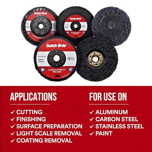 3M Scotch-Brite Clean and Strip XT Pro Disc ، XO-DC ، SIC Extra Corrase ، T27 ، 4-1/2 in x 5/8 "-11 ، حزمة من 10 ، قطع كربيد السيليكون بقوة ويترك إنهاءًا جيدًا ، يقاوم التحميل in Saudi Arabia