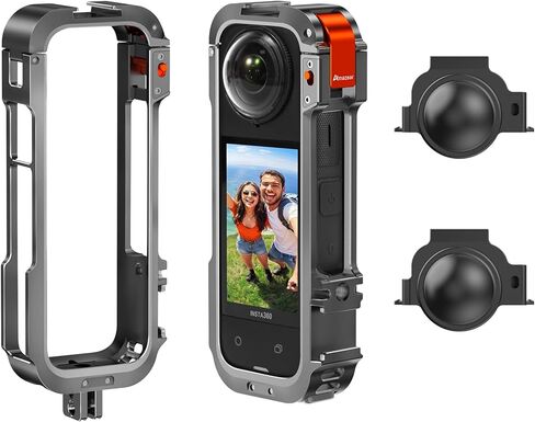 حالة الحماية المعدنية لإكسسوارات Insta360 X4 ، تمت ترقيتها Insta 360 x4 Quick-Rediase Aluminium Cage Stronger Construction Multifunction Frame with Cilicone Lens Cap in Saudi Arabia