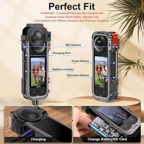 حالة الحماية المعدنية لإكسسوارات Insta360 X4 ، تمت ترقيتها Insta 360 x4 Quick-Rediase Aluminium Cage Stronger Construction Multifunction Frame with Cilicone Lens Cap in Saudi Arabia