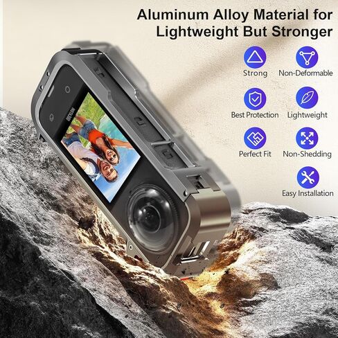 حالة الحماية المعدنية لإكسسوارات Insta360 X4 ، تمت ترقيتها Insta 360 x4 Quick-Rediase Aluminium Cage Stronger Construction Multifunction Frame with Cilicone Lens Cap in Saudi Arabia