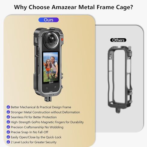 حالة الحماية المعدنية لإكسسوارات Insta360 X4 ، تمت ترقيتها Insta 360 x4 Quick-Rediase Aluminium Cage Stronger Construction Multifunction Frame with Cilicone Lens Cap in Saudi Arabia