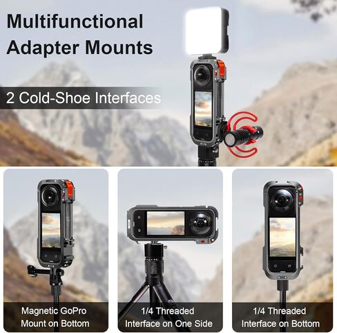 حالة الحماية المعدنية لإكسسوارات Insta360 X4 ، تمت ترقيتها Insta 360 x4 Quick-Rediase Aluminium Cage Stronger Construction Multifunction Frame with Cilicone Lens Cap in Saudi Arabia