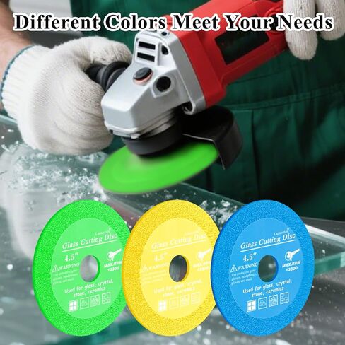 Lamoutor 6Pcs 4 Inch Glass Cutting Disc for Angle Grinder, Diamond Saw Blade, Tile Cutter Blade for Cutting Marble Glass Tile Jade Crystal（Green/Blue/Yellow/Black/Red/Orange） in Saudi Arabia