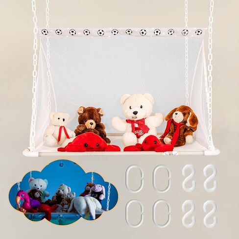 Stuffed Animal Storage Hammock by My Canopy Hammock - Over-Bed Plush Toy Organizer, Easy Access Hammock Holder, Washable Netting, Safe & Sturdy Design, Clutter-Free Kids Bedroom Decor in Saudi Arabia