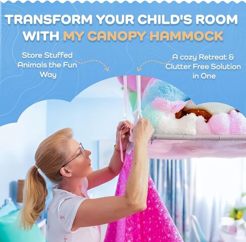 Stuffed Animal Storage Hammock by My Canopy Hammock - Over-Bed Plush Toy Organizer, Easy Access Hammock Holder, Washable Netting, Safe & Sturdy Design, Clutter-Free Kids Bedroom Decor in Saudi Arabia