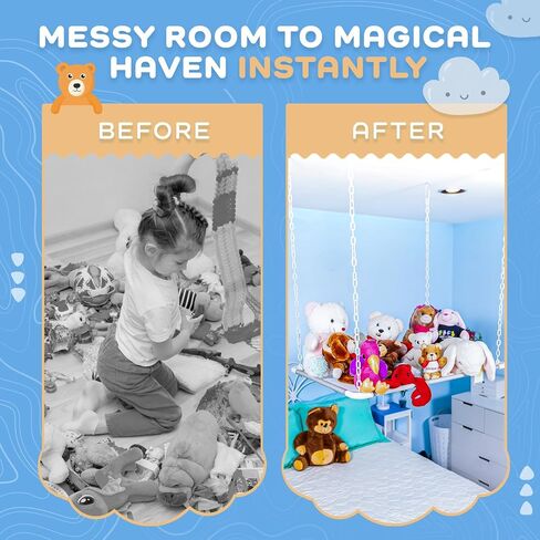 Stuffed Animal Storage Hammock by My Canopy Hammock - Over-Bed Plush Toy Organizer, Easy Access Hammock Holder, Washable Netting, Safe & Sturdy Design, Clutter-Free Kids Bedroom Decor in Saudi Arabia