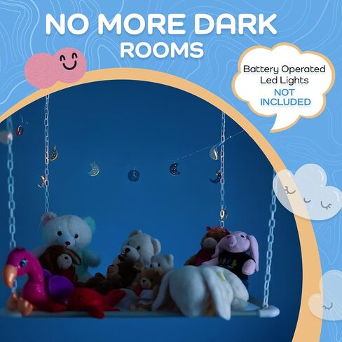Stuffed Animal Storage Hammock by My Canopy Hammock - Over-Bed Plush Toy Organizer, Easy Access Hammock Holder, Washable Netting, Safe & Sturdy Design, Clutter-Free Kids Bedroom Decor in Saudi Arabia