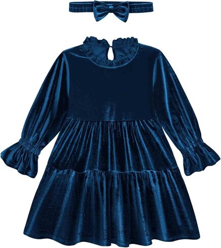 Baby and Toddler Girls Velvet Dresses Christmas Dress Long Sleeve Birthday Party Playwear Dress Fall Winter Clothes in Saudi Arabia