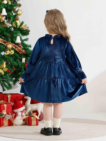 Baby and Toddler Girls Velvet Dresses Christmas Dress Long Sleeve Birthday Party Playwear Dress Fall Winter Clothes in Saudi Arabia