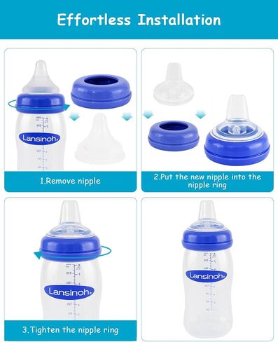 Sippy Cup Nipples for Lansinoh Baby Bottles, Soft 100% Silicone Sippy Spout Nipples, Variable Flow, 6m+, 3 Count in Saudi Arabia