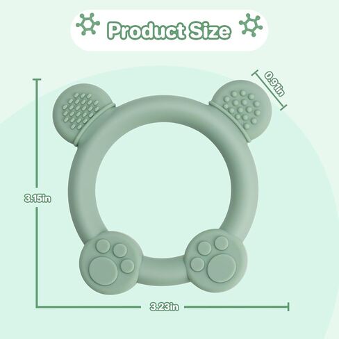 Meartchy 3 Pack Baby Teether, Bear-Shaped Silicone Teething Toys for Infants 0-24 Months, BPA-Free Chew Toys to Soothe Sore Gums (Pale Pink & Green & Blue) in Saudi Arabia