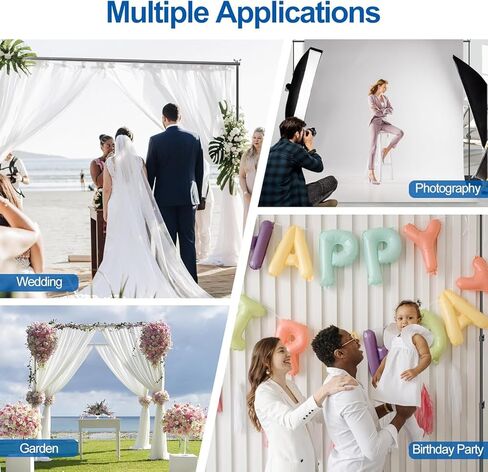 Backdrop Stand ، 6.5 قدم الارتفاع 9ft عرض التصوير الفوتوغرافي القابل للتعديل أقطاب دعم مع قاعدة مسطحة شديدة التحمل ، أنبوب الصلب المعدني المصور ومجموعة إطار الستائر للحفلات حفل زفاف عيد ميلاد in Kuwait
