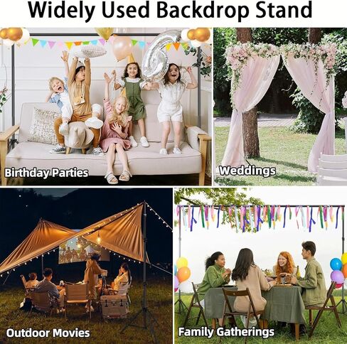 Backdrop Stand ، 6.5 قدم الارتفاع 9ft عرض التصوير الفوتوغرافي القابل للتعديل أقطاب دعم مع قاعدة مسطحة شديدة التحمل ، أنبوب الصلب المعدني المصور ومجموعة إطار الستائر للحفلات حفل زفاف عيد ميلاد in Kuwait