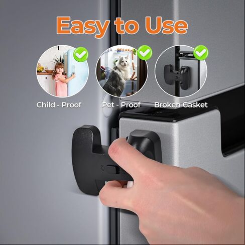 Refrigerator Fridge Door Lock for Kids Child Safety Locks for Doors Freezer Door Lock Easy to Install Keep Door Closed Child Proof Refrigerator，Freezer Door Lock 1 pack, Black in Kuwait