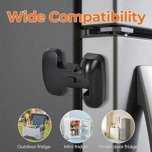 Refrigerator Fridge Door Lock for Kids Child Safety Locks for Doors Freezer Door Lock Easy to Install Keep Door Closed Child Proof Refrigerator，Freezer Door Lock 1 pack, Black in Kuwait